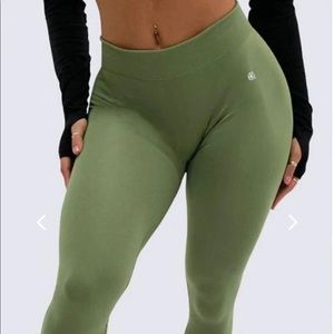 SOLD Workouts by katya summer leggings -olive green